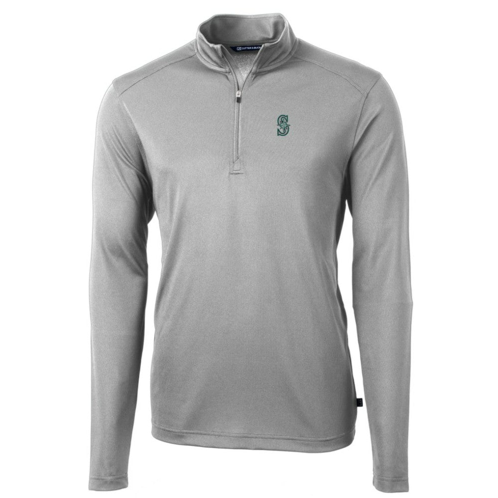 Seattle Mariners Cutter & Buck Big & Tall Virtue Eco Pique Quarter-Zip Pullover Jacket - Gray
