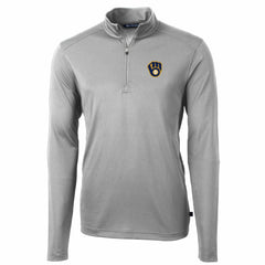 Milwaukee Brewers Cutter & Buck Big & Tall Virtue Eco Pique Quarter-Zip Pullover Jacket - Gray