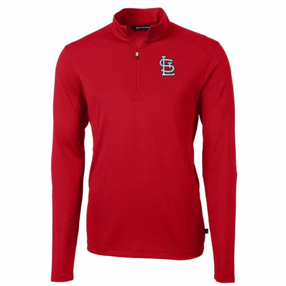 St. Louis Cardinals Cutter & Buck Big & Tall Virtue Eco Pique Quarter-Zip Pullover Jacket - Red