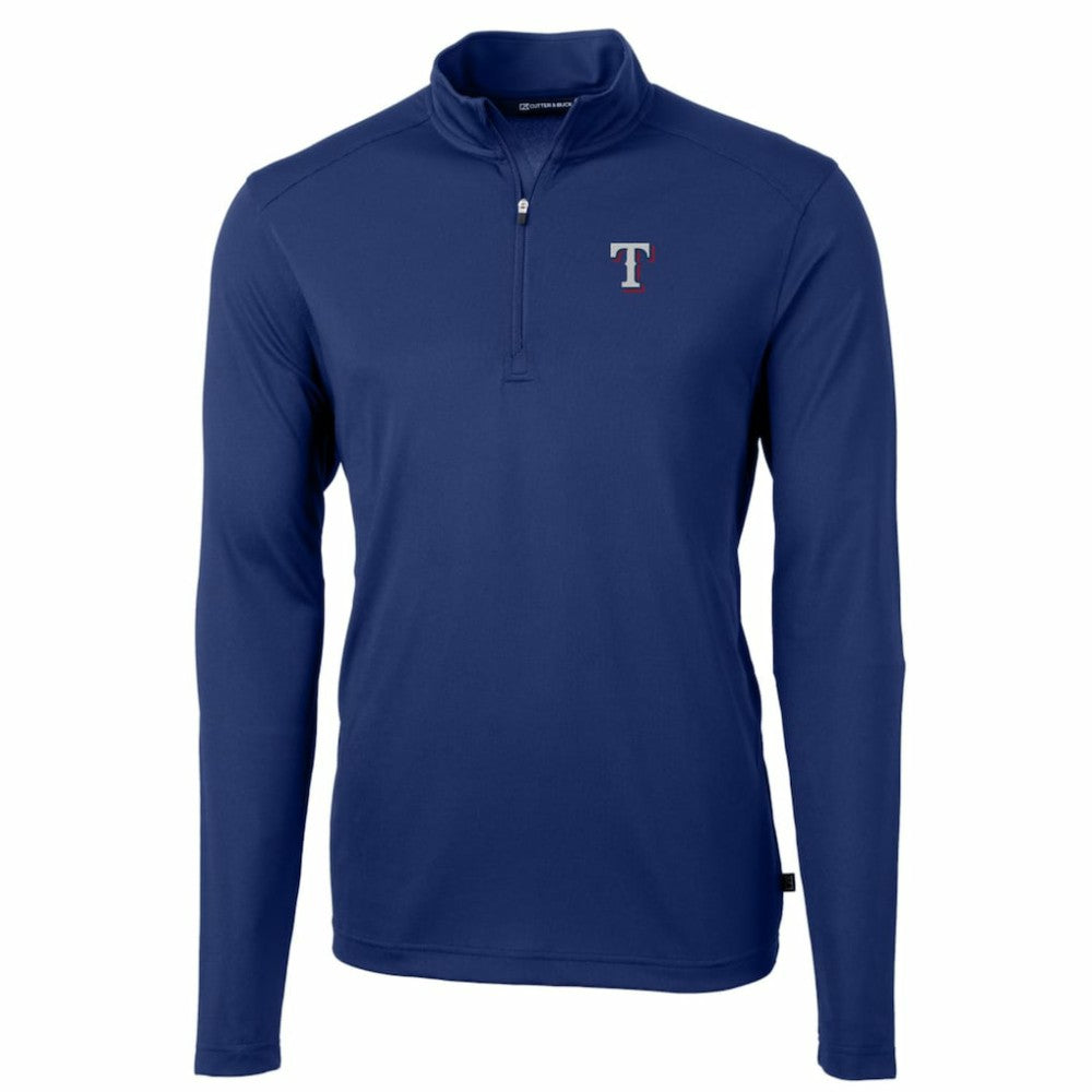 Texas Rangers Cutter & Buck Big & Tall Virtue Eco Pique Quarter-Zip Pullover Jacket - Royal