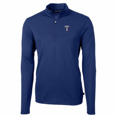 Texas Rangers Cutter & Buck Big & Tall Virtue Eco Pique Quarter-Zip Pullover Jacket - Royal