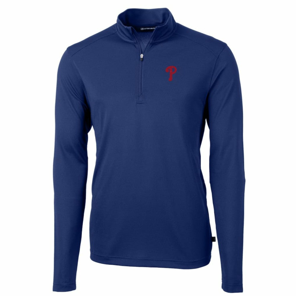 Philadelphia Phillies Cutter & Buck Big & Tall Virtue Eco Pique Quarter-Zip Pullover Jacket - Royal