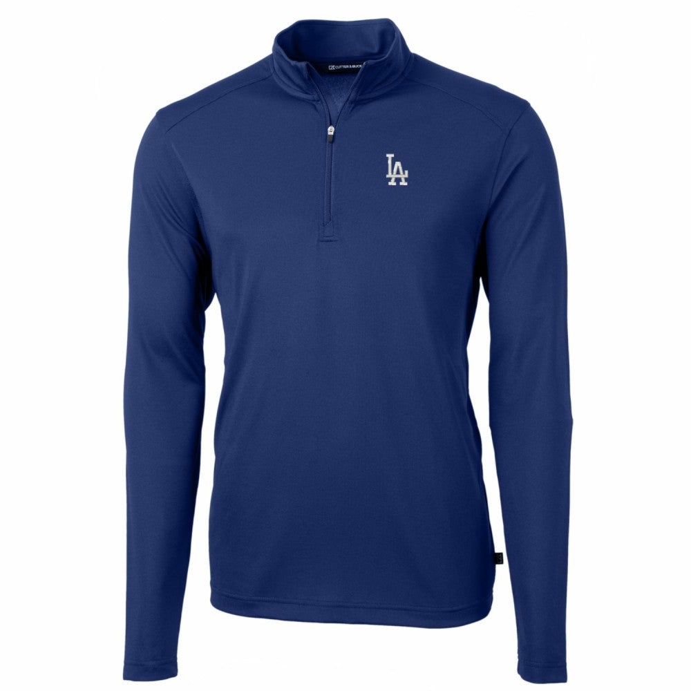 Los Angeles Dodgers Cutter & Buck Big & Tall Virtue Eco Pique Quarter-Zip Pullover Jacket - Royal