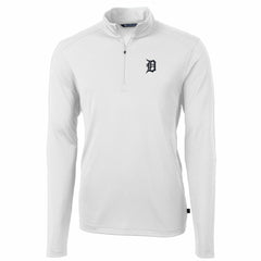 Detroit Tigers Cutter & Buck Big & Tall Virtue Eco Pique Quarter-Zip Pullover Jacket - White