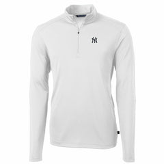 New York Yankees Cutter & Buck Big & Tall Virtue Eco Pique Quarter-Zip Pullover Jacket - White