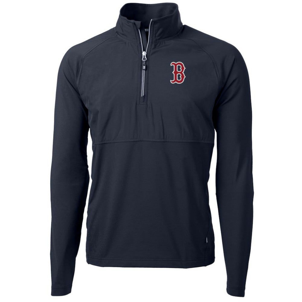 Boston Red Sox Cutter & Buck Adapt Eco Knit Hybrid Recycled Quarter-Zip Pullover Jacket - Navy