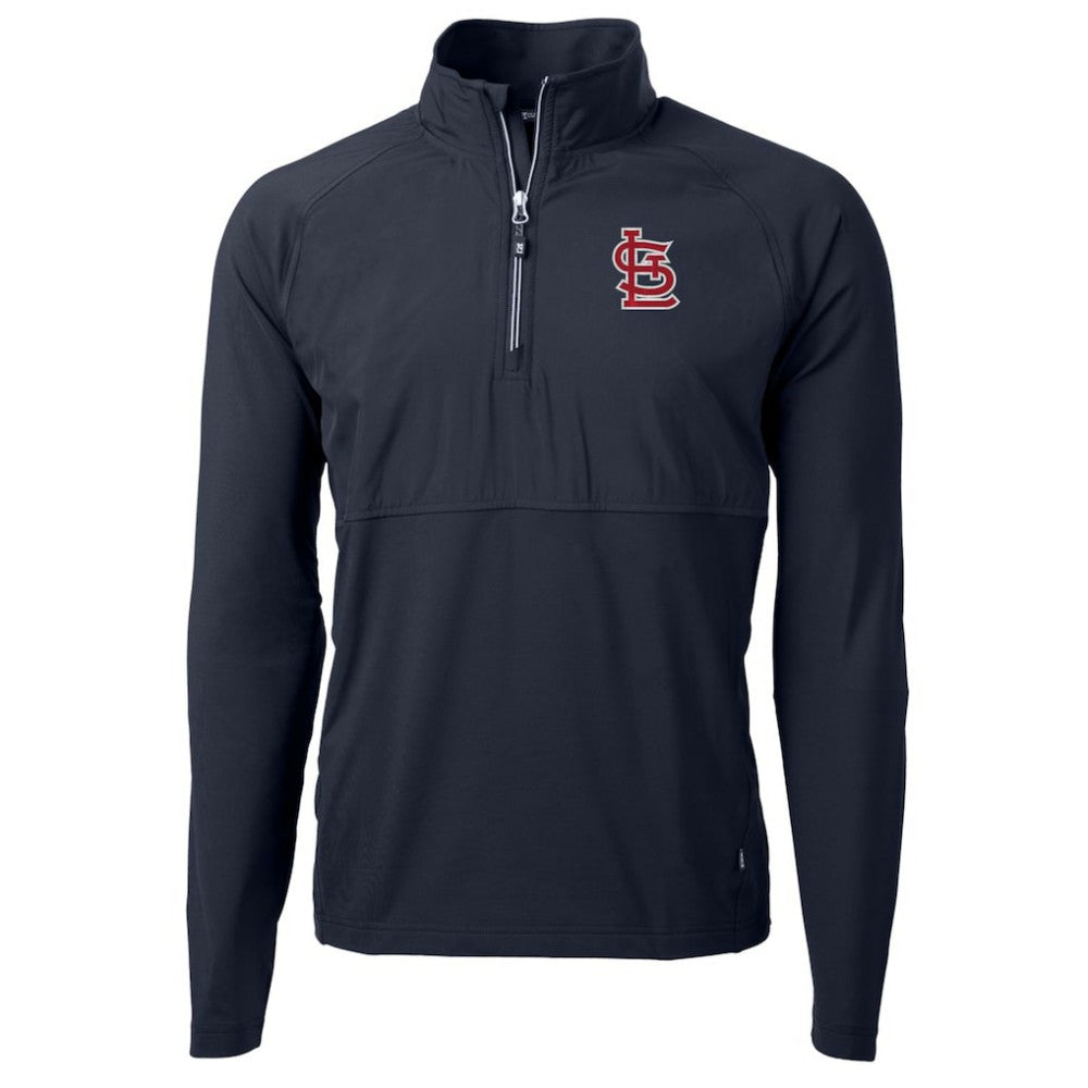 St. Louis Cardinals Cutter & Buck Adapt Eco Knit Hybrid Recycled Quarter-Zip Pullover Jacket - Navy