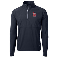 St. Louis Cardinals Cutter & Buck Adapt Eco Knit Hybrid Recycled Quarter-Zip Pullover Jacket - Navy