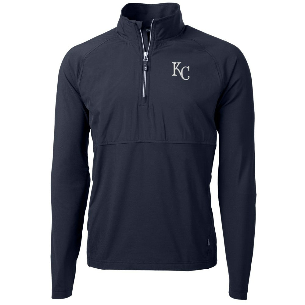Kansas City Royals Cutter & Buck Adapt Eco Knit Hybrid Recycled Quarter-Zip Pullover Jacket - Navy