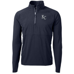 Kansas City Royals Cutter & Buck Adapt Eco Knit Hybrid Recycled Quarter-Zip Pullover Jacket - Navy