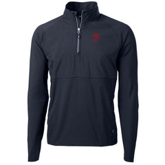 Philadelphia Phillies Cutter & Buck Adapt Eco Knit Hybrid Recycled Quarter-Zip Pullover Jacket - Navy