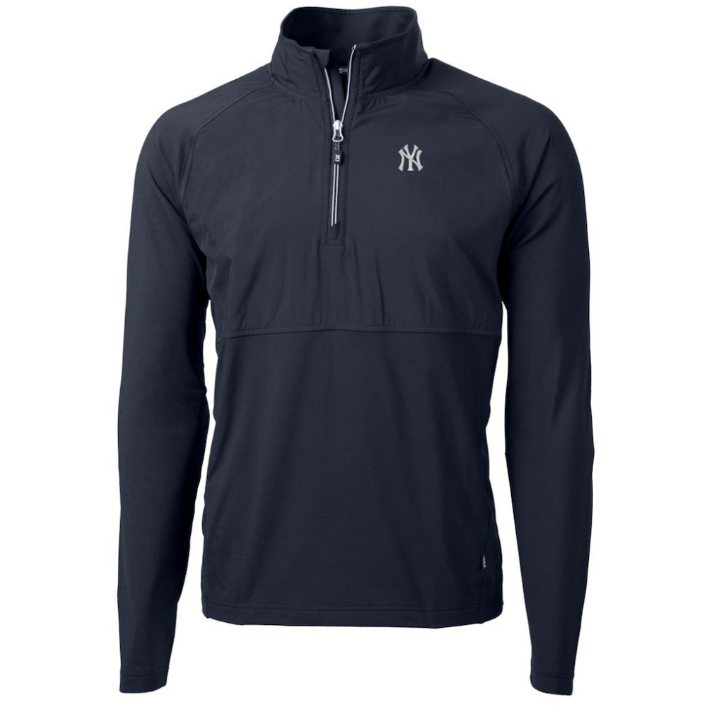 New York Yankees Cutter & Buck Adapt Eco Knit Hybrid Recycled Quarter-Zip Pullover Jacket - Navy