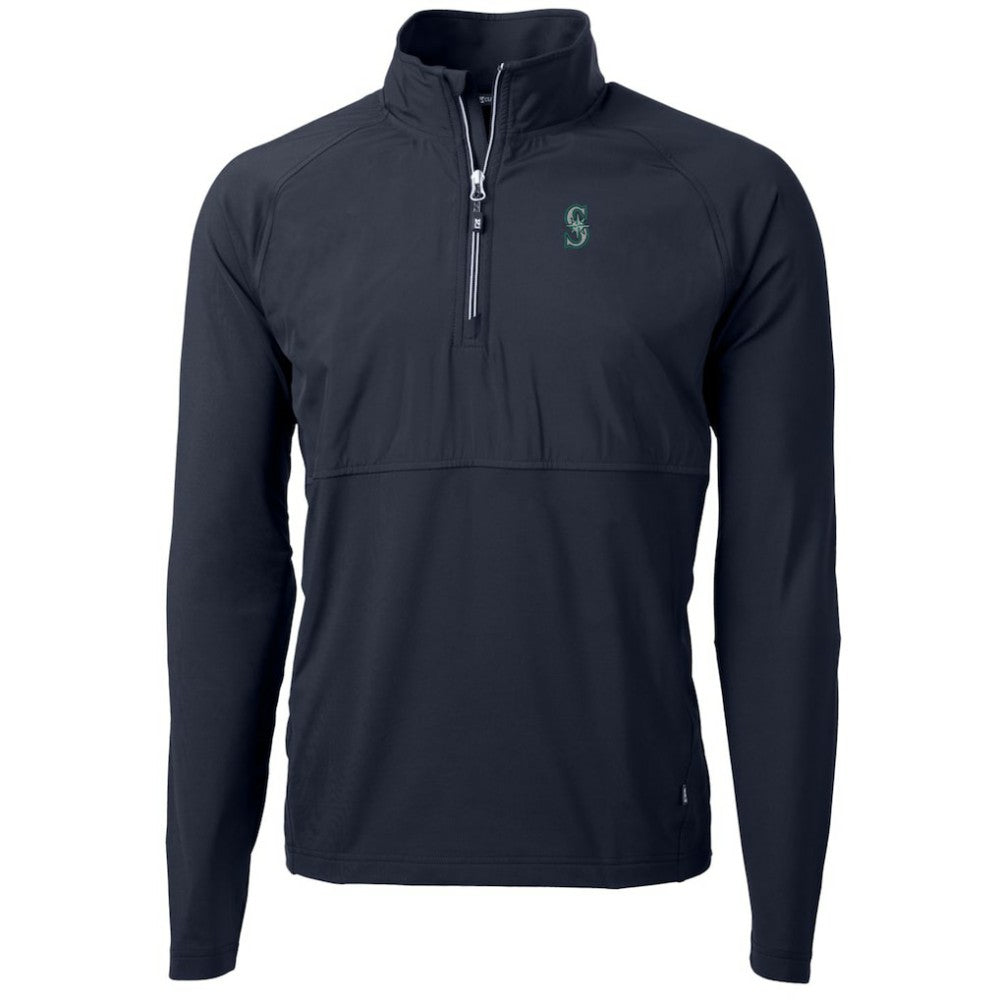 Seattle Mariners Cutter & Buck Adapt Eco Knit Hybrid Recycled Quarter-Zip Pullover Jacket - Navy