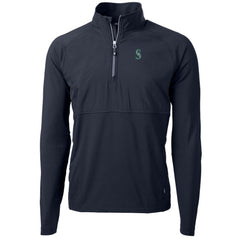 Seattle Mariners Cutter & Buck Adapt Eco Knit Hybrid Recycled Quarter-Zip Pullover Jacket - Navy