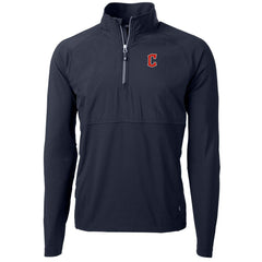 Cleveland Guardians Cutter & Buck Adapt Eco Knit Hybrid Recycled Quarter-Zip Pullover Jacket - Navy