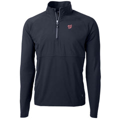 Washington Nationals Cutter & Buck Adapt Eco Knit Hybrid Recycled Quarter-Zip Pullover Jacket - Navy