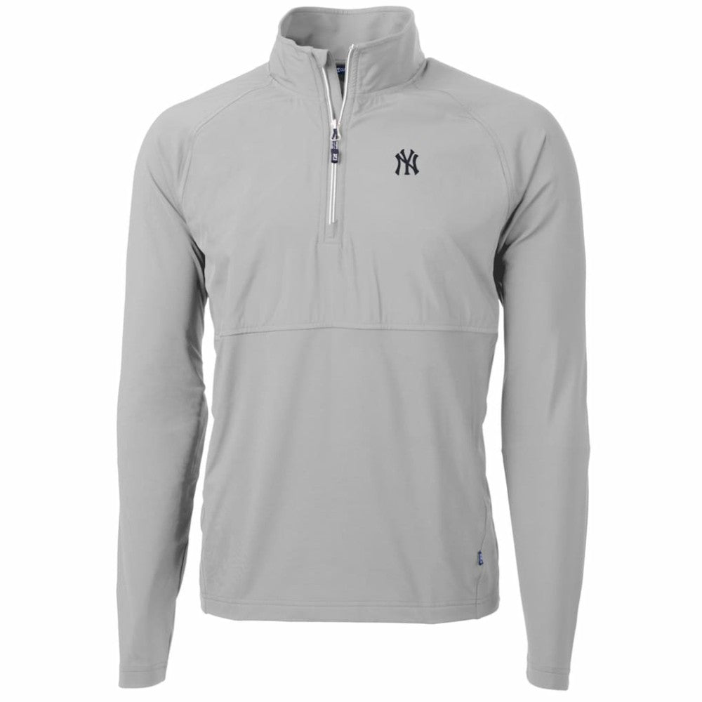 New York Yankees Cutter & Buck Adapt Eco Knit Hybrid Recycled Quarter-Zip Pullover Jacket - Gray