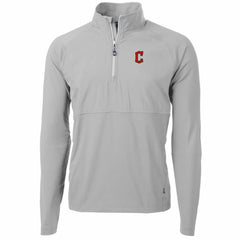Cleveland Guardians Cutter & Buck Adapt Eco Knit Hybrid Recycled Quarter-Zip Pullover Jacket - Gray