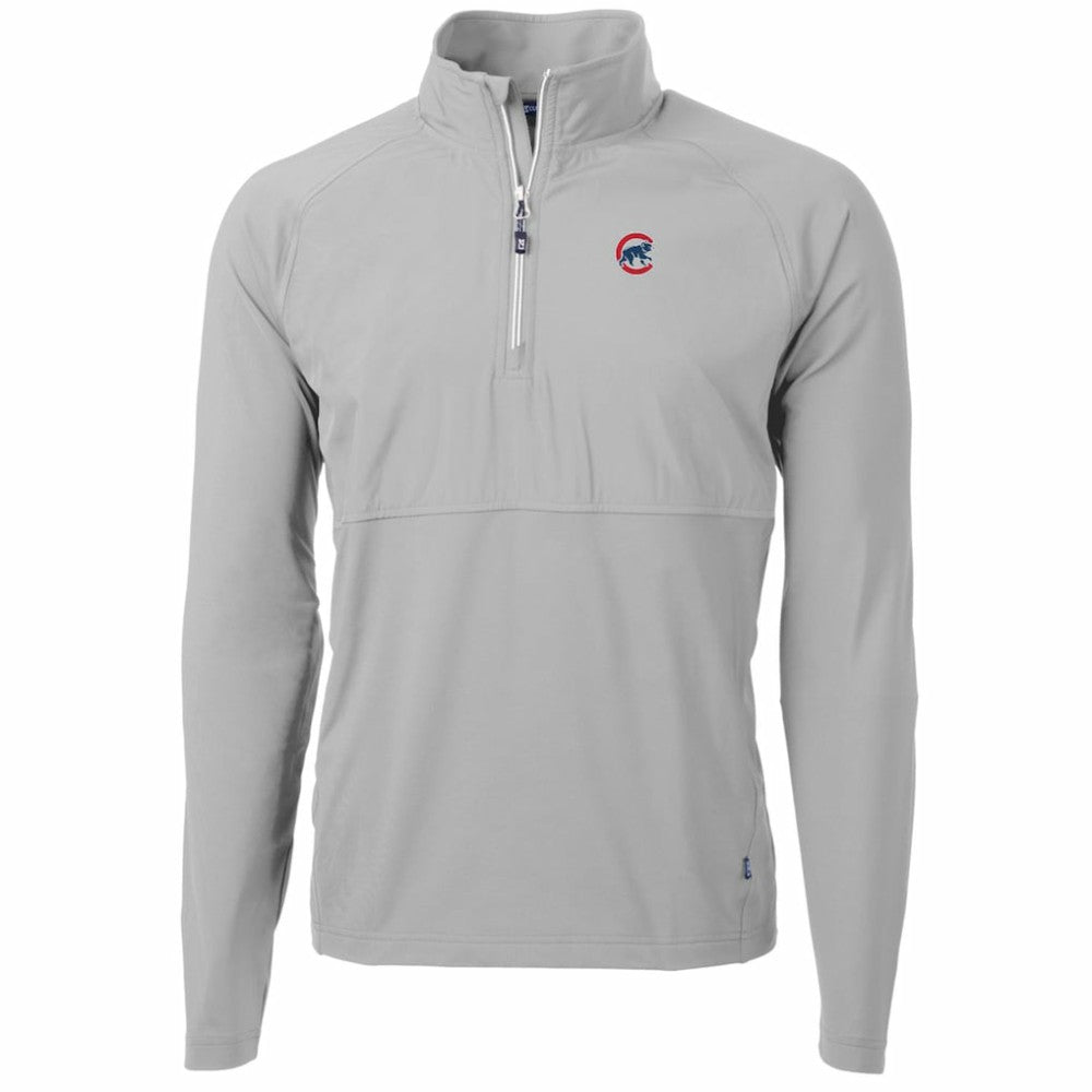 Chicago Cubs Cutter & Buck Adapt Eco Knit Hybrid Recycled Quarter-Zip Pullover Jacket - Gray