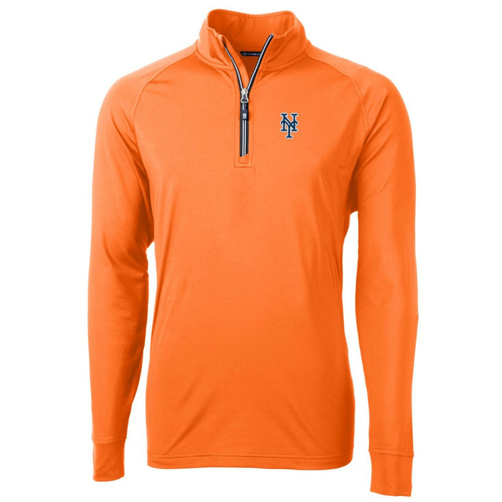 New York Mets Cutter & Buck Adapt Eco Knit Stretch Recycled Quarter-Zip Pullover Jacket - Orange