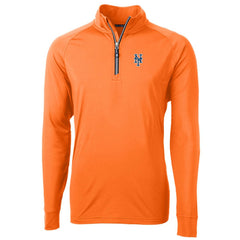 New York Mets Cutter & Buck Adapt Eco Knit Stretch Recycled Quarter-Zip Pullover Jacket - Orange