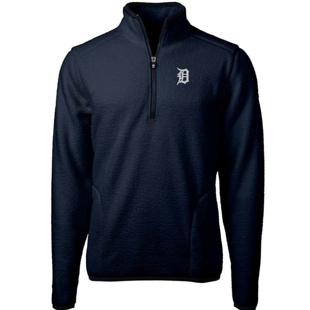 Detroit Tigers Cutter & Buck Cascade Eco Sherpa Fleece Quarter-Zip Pullover Jacket - Navy