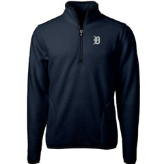 Detroit Tigers Cutter & Buck Cascade Eco Sherpa Fleece Quarter-Zip Pullover Jacket - Navy