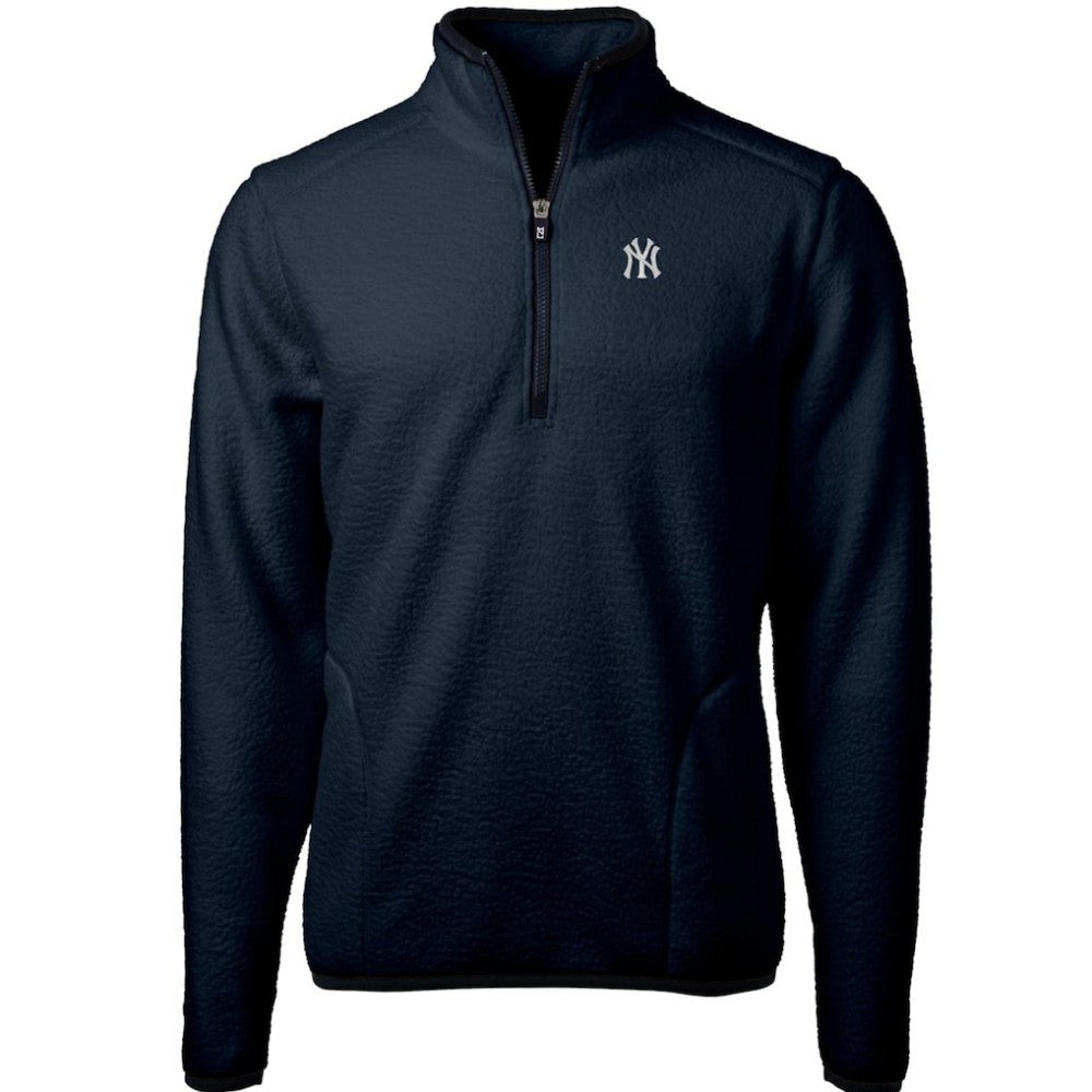 New York Yankees Cutter & Buck Cascade Eco Sherpa Fleece Quarter-Zip Pullover Jacket - Navy