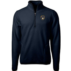 Milwaukee Brewers Cutter & Buck Cascade Eco Sherpa Fleece Quarter-Zip Pullover Jacket - Navy
