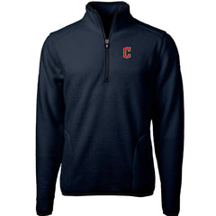 Cleveland Guardians Cutter & Buck Cascade Eco Sherpa Fleece Quarter-Zip Pullover Jacket - Navy