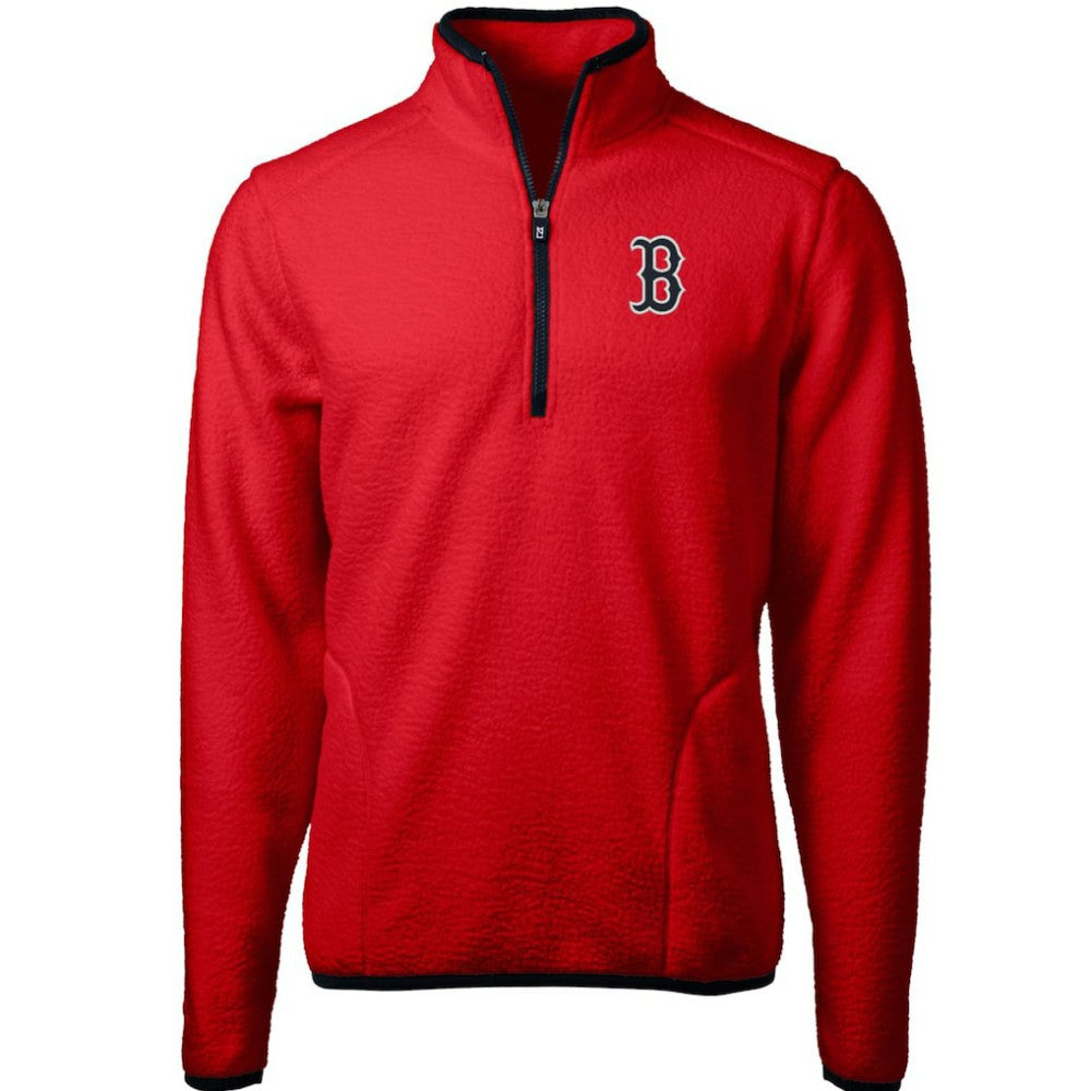 Boston Red Sox Cutter & Buck Cascade Eco Sherpa Fleece Quarter-Zip Pullover Jacket - Red/Navy
