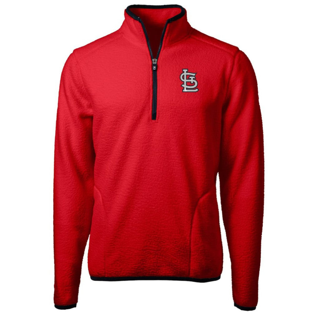 St. Louis Cardinals Cutter & Buck Cascade Eco Sherpa Fleece Quarter-Zip Pullover Jacket - Red/Navy