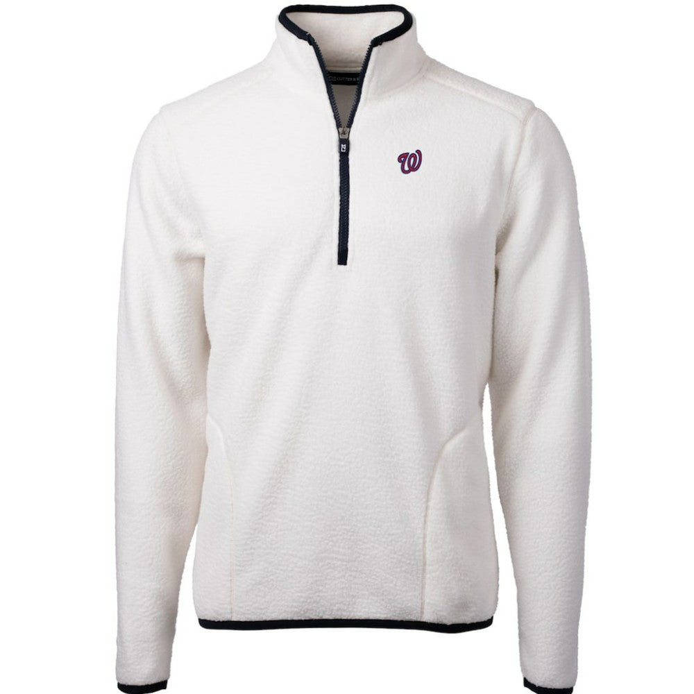 Washington Nationals Cutter & Buck Cascade Eco Sherpa Fleece Quarter-Zip Pullover Jacket - White/Navy
