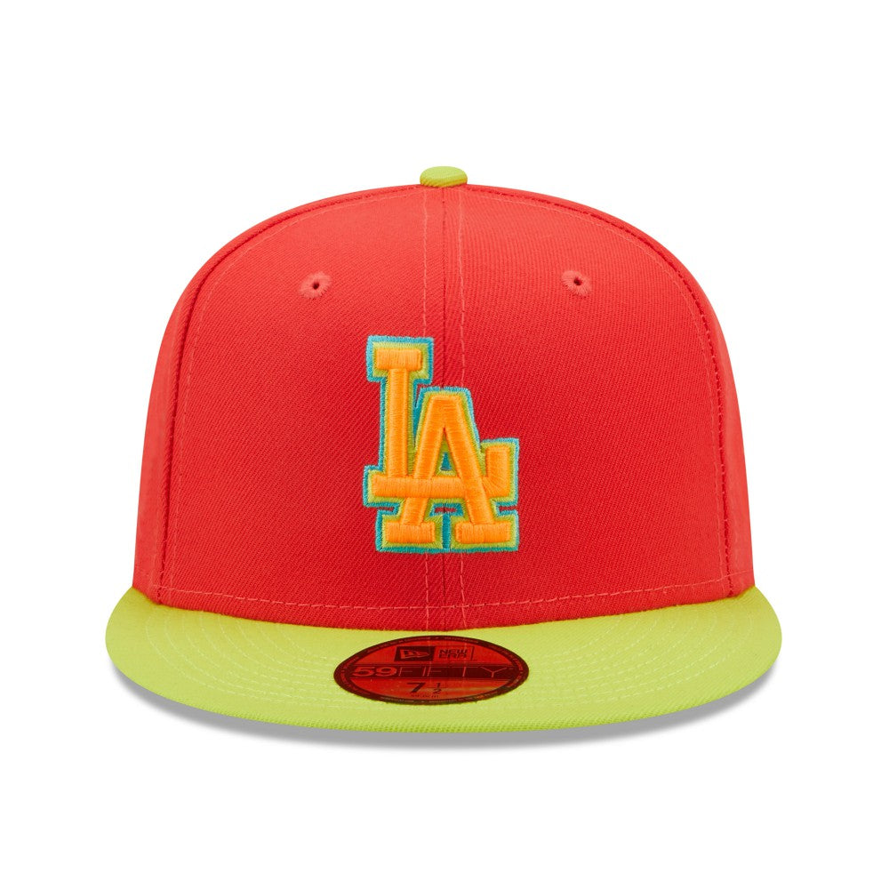 Los Angeles Dodgers 1978 World Series  Lava Highlighter Combo 59FIFTY Fitted Hat - Red/Neon Green | New Era