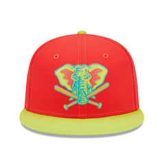 Athletics 40th Anniversary Lava Highlighter Combo 59FIFTY Fitted Hat - Red/Neon Green | New Era