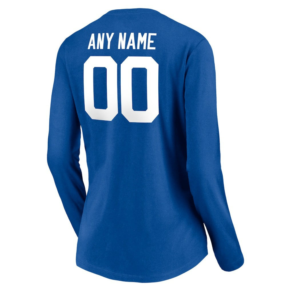 Indianapolis Colts Women's Team Authentic Personalized Name & Number Long Sleeve V-Neck T-Shirt - Royal discount