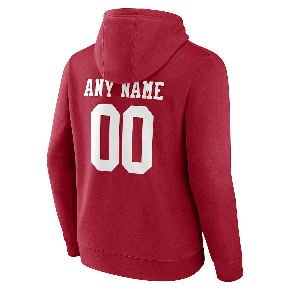 San Francisco 49ers Team Authentic Personalized Name & Number Pullover Hoodie - Scarlet discount