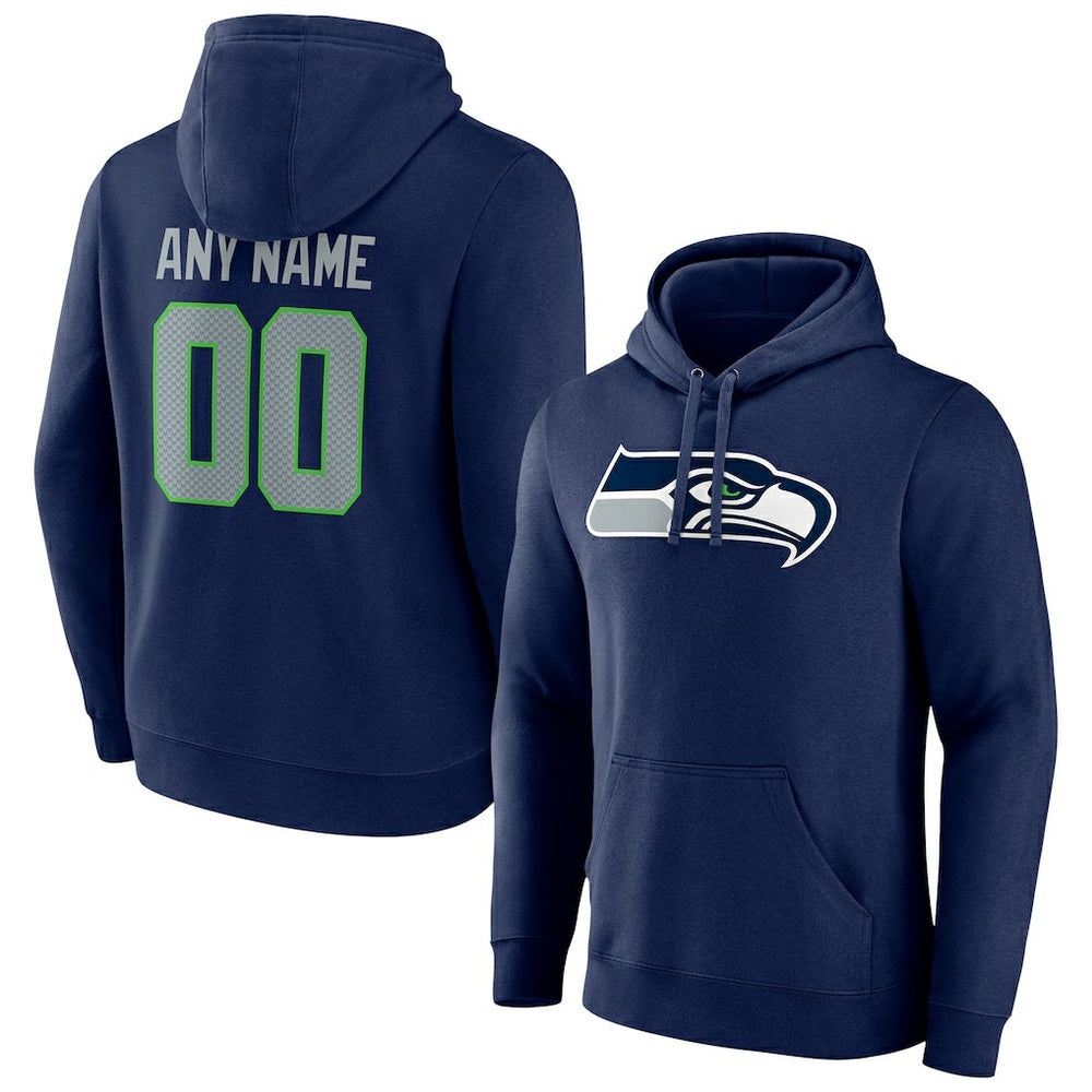 Seattle Seahawks Team Authentic Personalized Name & Number Pullover Hoodie - College Navy discount