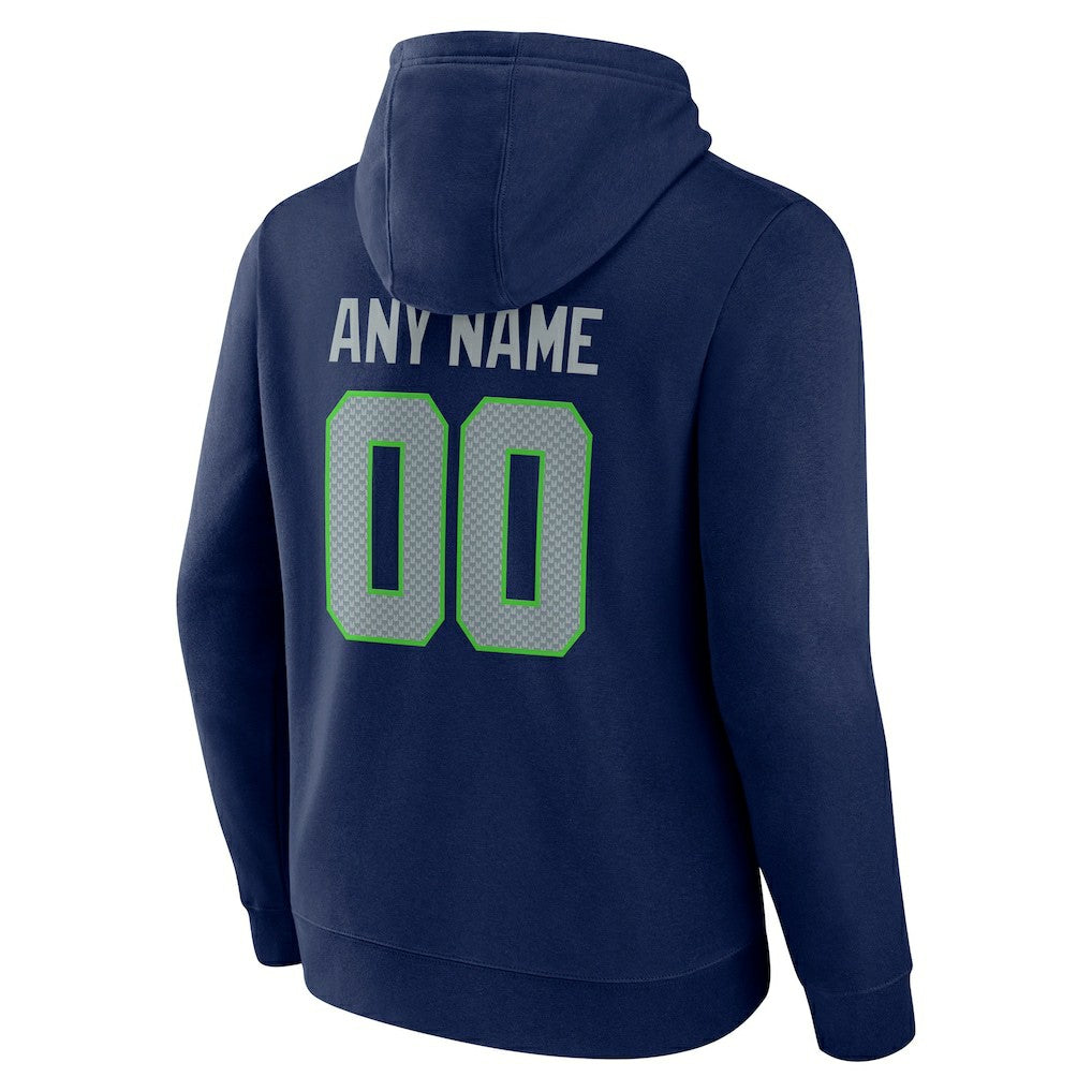 Seattle Seahawks Team Authentic Personalized Name & Number Pullover Hoodie - College Navy discount