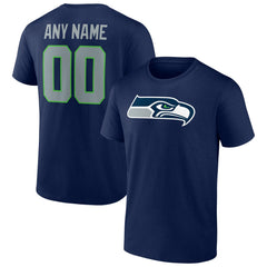 Seattle Seahawks Team Authentic Personalized Name & Number T-Shirt - College Navy outlet