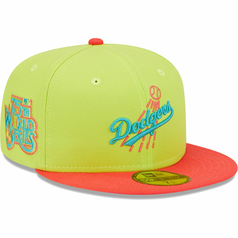 Los Angeles Dodgers Cyber Highlighter 59FIFTY Fitted Hat - Green/Red | New Era