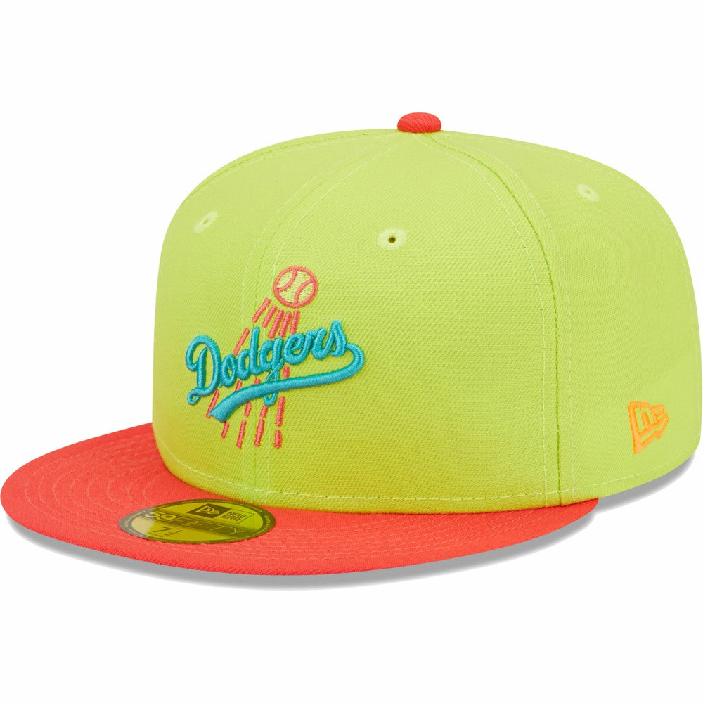 Los Angeles Dodgers Cyber Highlighter 59FIFTY Fitted Hat - Green/Red | New Era