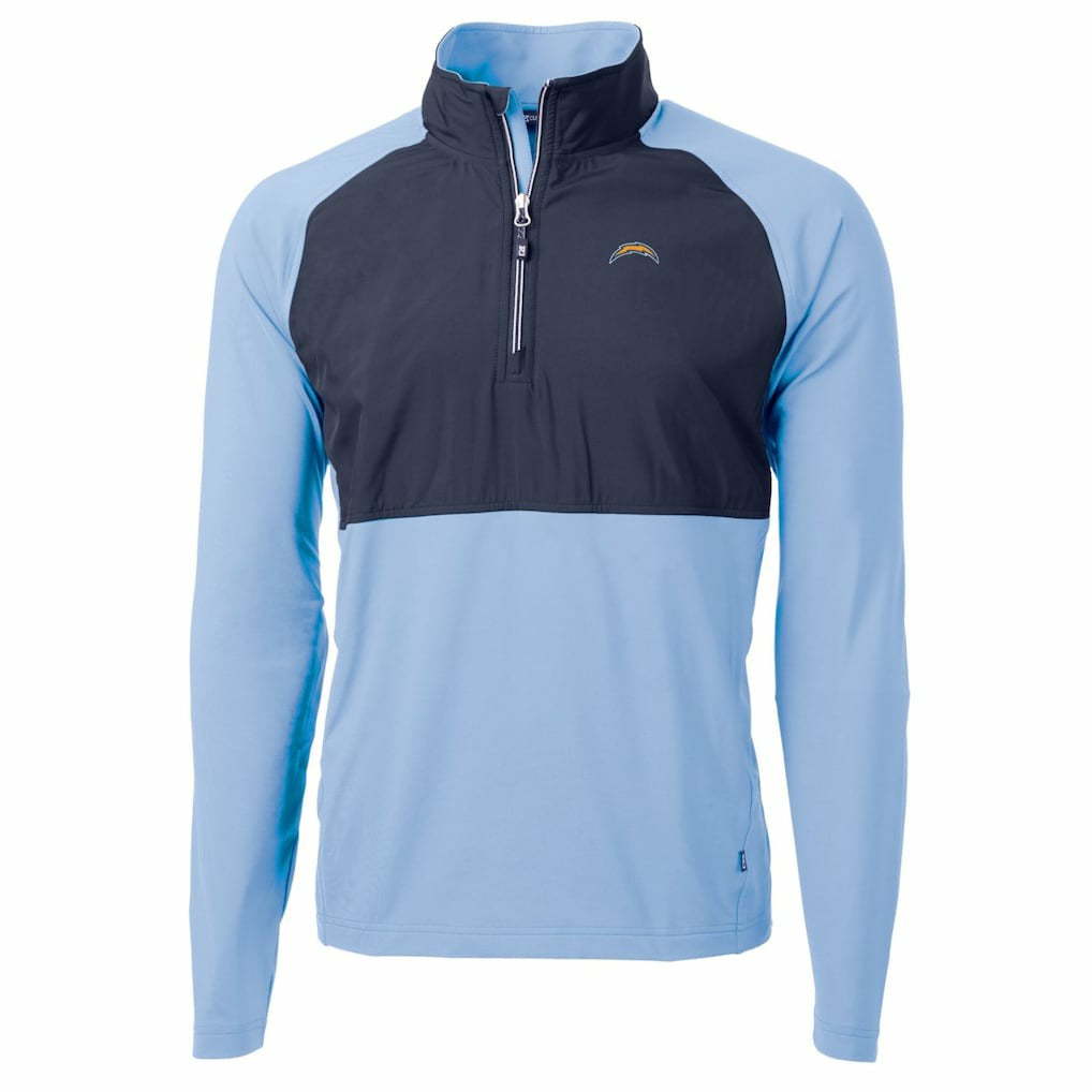 Los Angeles Chargers Cutter & Buck Adapt Eco Knit Hybrid Recycled Quarter-Zip Raglan Jacket - Navy/Powder Blue outlet