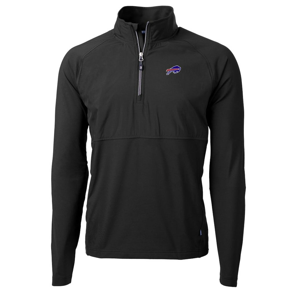 Buffalo Bills Cutter & Buck Adapt Eco Knit Hybrid Recycled Quarter-Zip Raglan Jacket - Black for sale