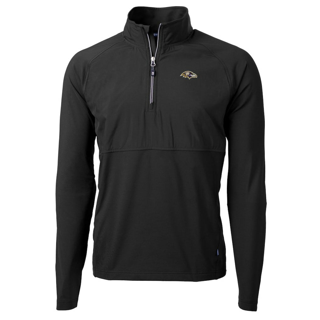 Baltimore Ravens Cutter & Buck Adapt Eco Knit Hybrid Recycled Quarter-Zip Raglan Jacket - Black on sale