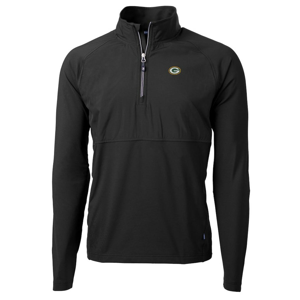 Green Bay Packers Cutter & Buck Adapt Eco Knit Hybrid Recycled Quarter-Zip Raglan Jacket - Black for sale