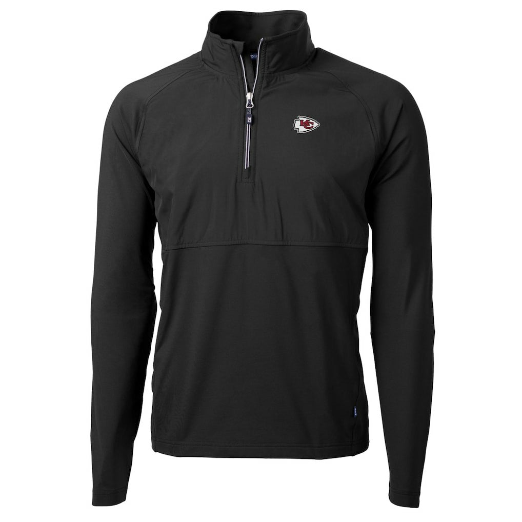 Kansas City Chiefs Cutter & Buck Adapt Eco Knit Hybrid Recycled Quarter-Zip Raglan Jacket - Black for sale