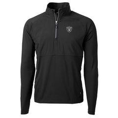 Las Vegas Raiders Cutter & Buck Adapt Eco Knit Hybrid Recycled Quarter-Zip Raglan Jacket - Black sale