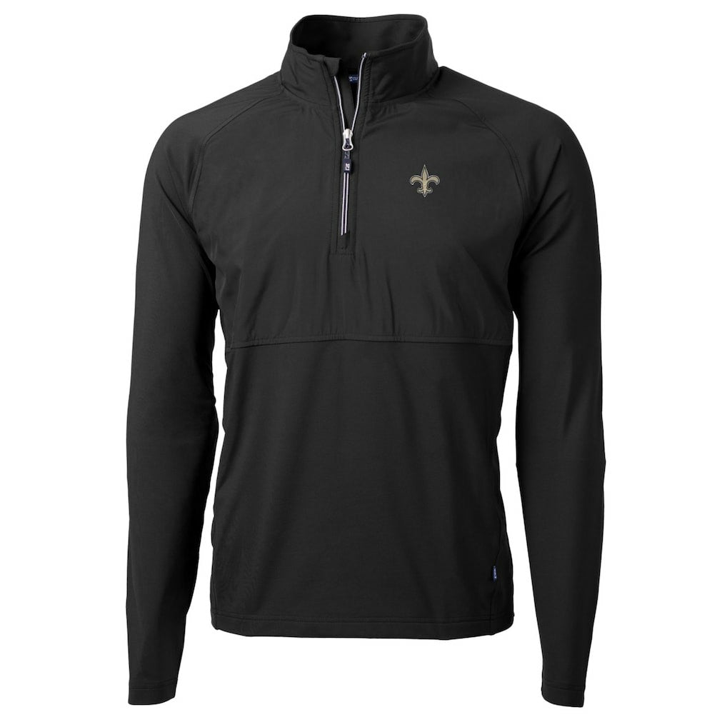 New Orleans Saints Cutter & Buck Adapt Eco Knit Hybrid Recycled Quarter-Zip Raglan Jacket - Black outlet