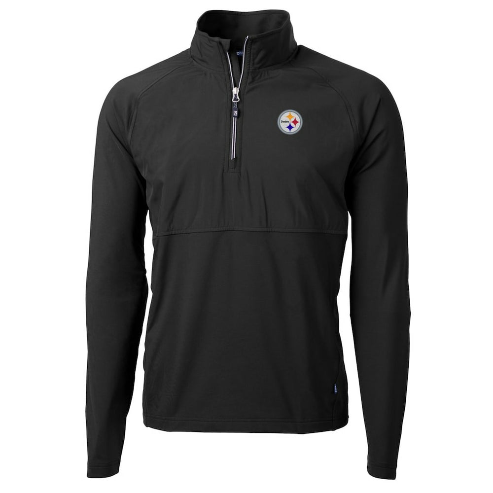Pittsburgh Steelers Cutter & Buck Adapt Eco Knit Hybrid Recycled Quarter-Zip Raglan Jacket - Black sale